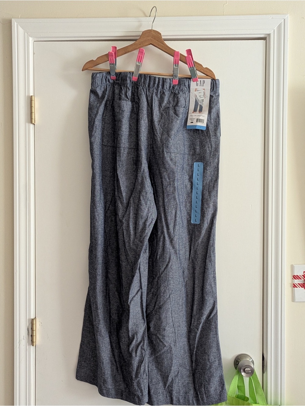 GAP Navy Speckled Pull-On Linen Pants with Tie NWT